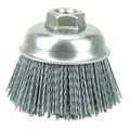 Weiler 3-1/2" Nylox Cup Brush .035/180SC Crimped Fill 5/8"-11 UNC Nut 14413